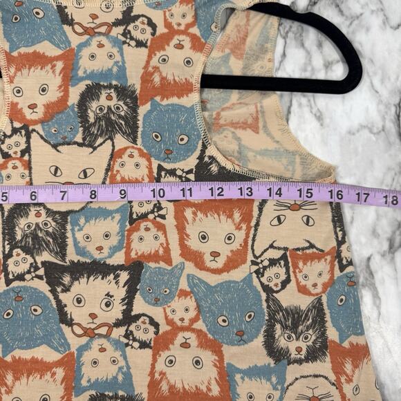 Cat Faces Graphic Print Racer Back Womens Tank Top Size Small Kitten Kitty - Picture 3 of 4